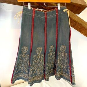 Plenty embroidered denim skirt